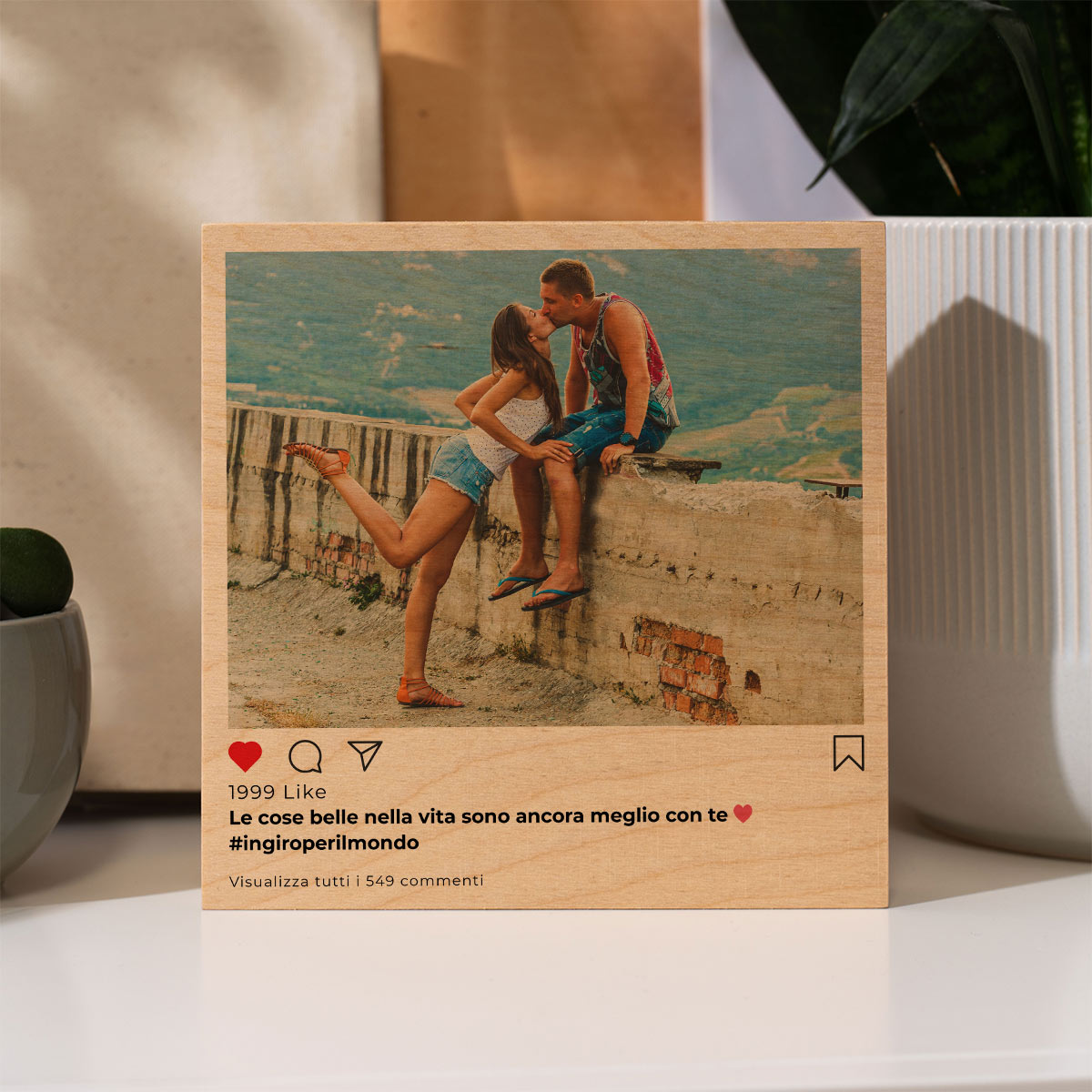Portachiavi Quadrato Polaroid Personalizzato con Foto e Dedica