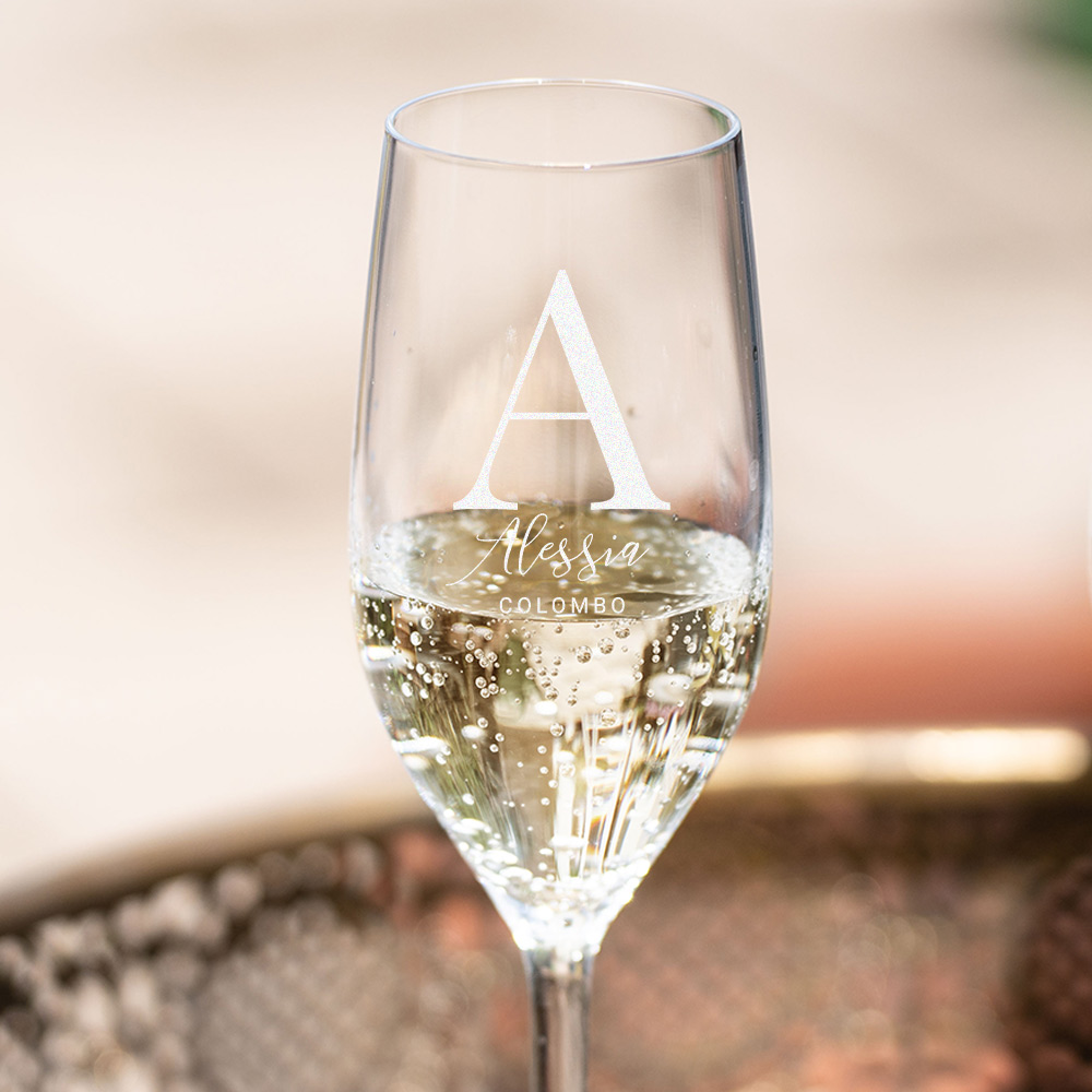 Flute da Champagne Personalizzato con Monogramma Regali di Compleanno Regali per Lei Regali per un'Amica Regali per la Sorella Regali per la Mamma Regali Romantici Regali di Matrimonio Regalini Regalo Idee Regalo